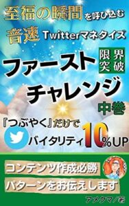 【無料で読める】Twitterマネタイズ「限界突破」ファースト・チャレンジ音速Twitterマネタイズ中巻 : つぶやくだけでバイタリティー10％UPコンテンツ作成必勝パターンをお伝えします